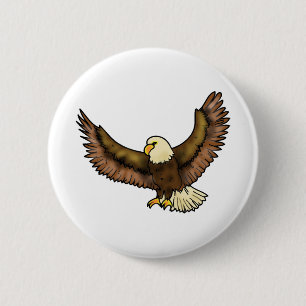 Eagle flying bird art 6 cm round badge