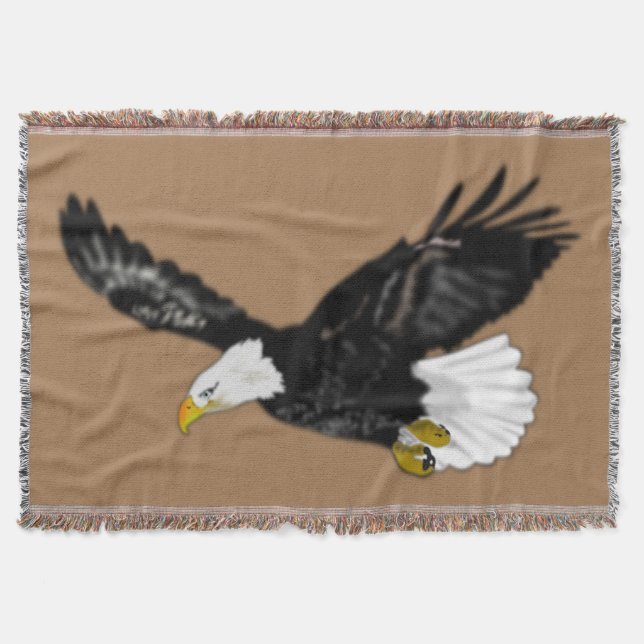 Eagle Flying Brown Throw Blanket - Your Colours (Front)