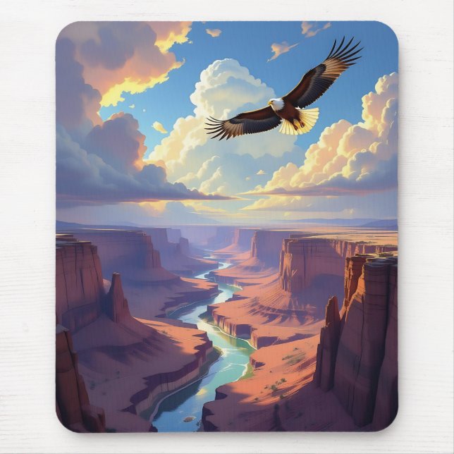 Eagle Flying over a Canyon Mouse Pad (Front)