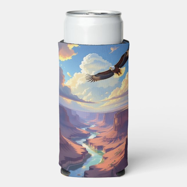 Eagle Flying over a Canyon Seltzer Can Cooler (Seltzer Front)