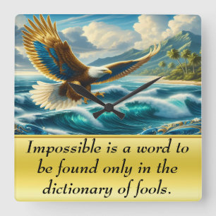 Eagle Flying Over Ocean Square Wall Clock