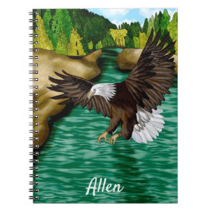 Eagle Flying Over River and Mountains Personalized Notebook