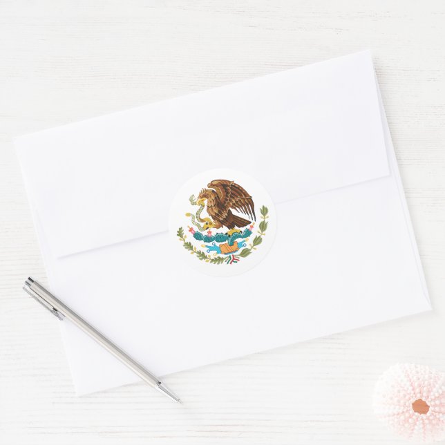 Eagle From Mexican Flag Classic Round Sticker (Envelope)