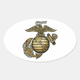 Eagle Globe Anchor Oval Sticker