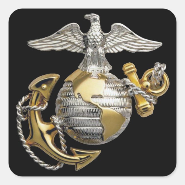 Eagle Globe Anchor Square Sticker (Front)