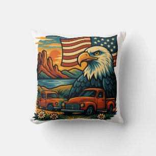 Eagle Glory Vintage Tee – Patriotic American Flag  Cushion