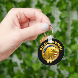 Eagle Gold Emblem USA Flag   DD 214 Alumni Key Ring