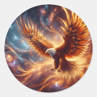 eagle gold feathers classic round sticker