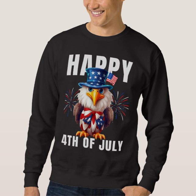 Eagle Happy 4th Of July Patriotic American Sweatshirt (Front)