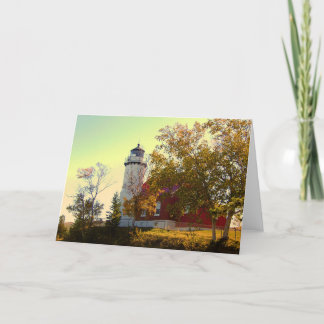 Eagle Harbor Lighthouse Autumn Greeting Card