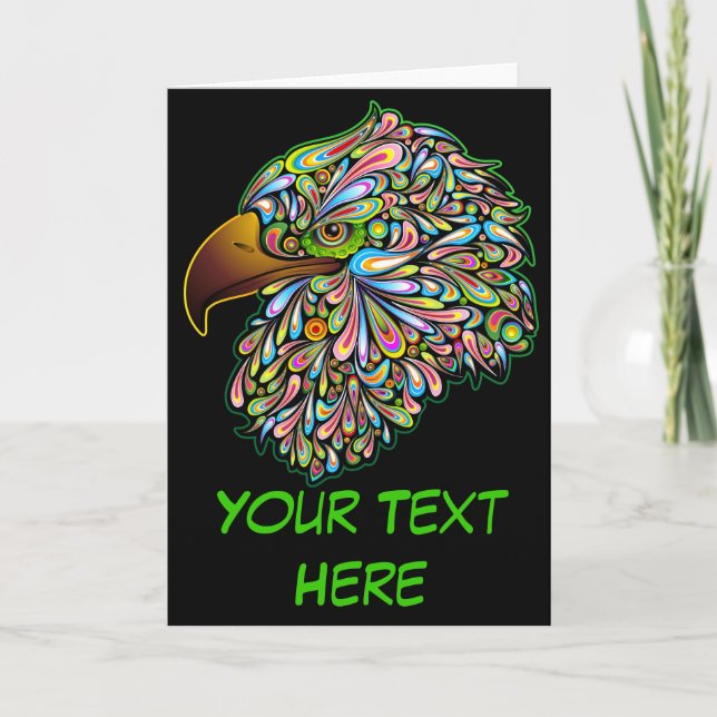 Eagle Hawk Psychedelic Design greeting card (Front)