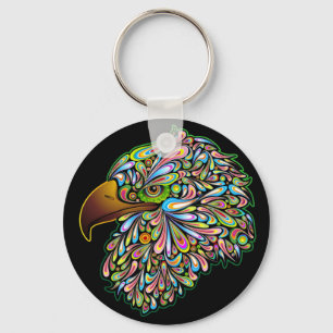 Eagle Hawk Psychedelic Design Keychain