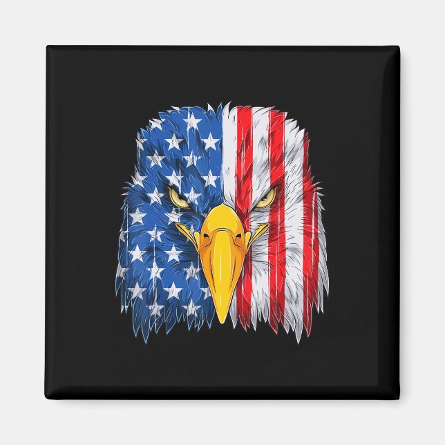 Eagle Head American Flag Patriotic 4th of July 1 Magnet (Front)