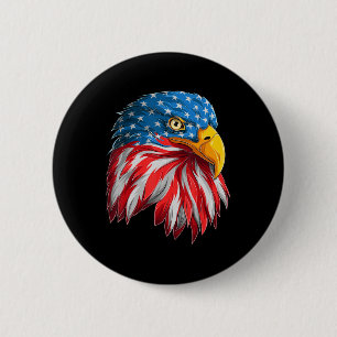 Eagle Head American Flag Patriotic 4th of July 6 Cm Round Badge