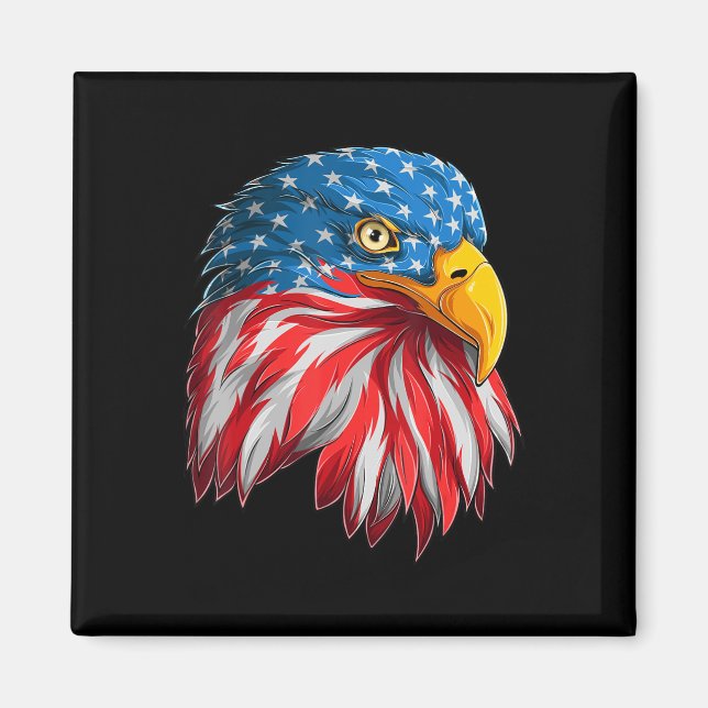 Eagle Head American Flag Patriotic 4th of July  Magnet (Front)