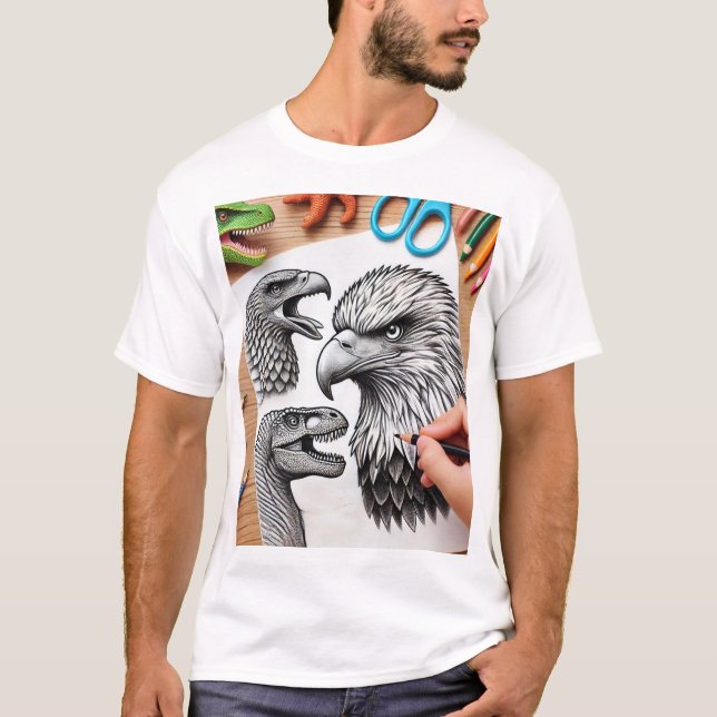 Eagle Head and Dinosaur T-Shirt (Front)