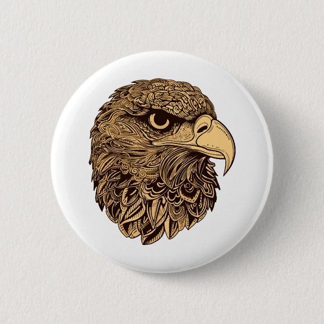 Eagle head animal 6 cm round badge (Front)