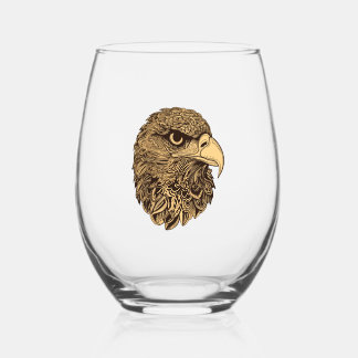 Eagle head animal stemless wine glass