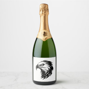 Eagle head bird of prey silhouette sparkling wine label