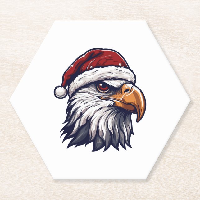 Eagle head Christmas Christmas Paper Coaster (Front)