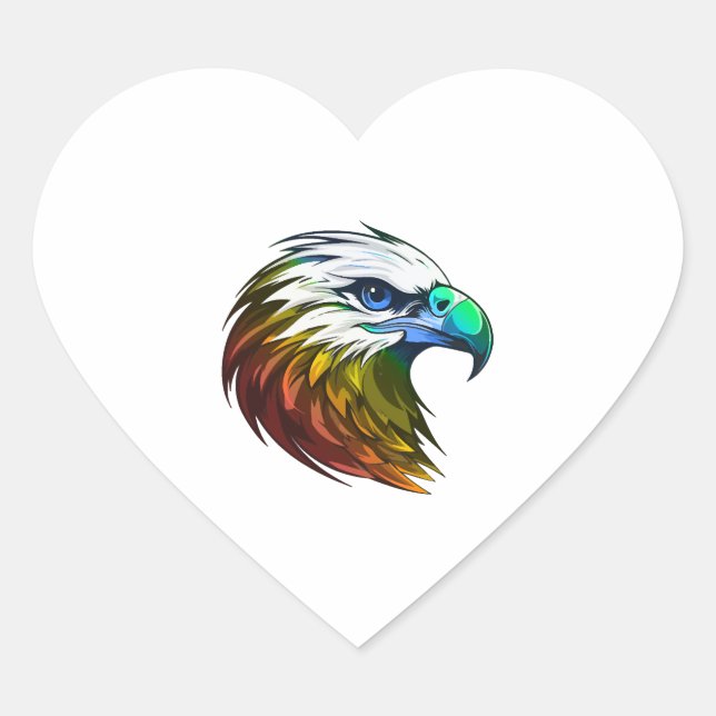 Eagle head colourful heart sticker (Front)