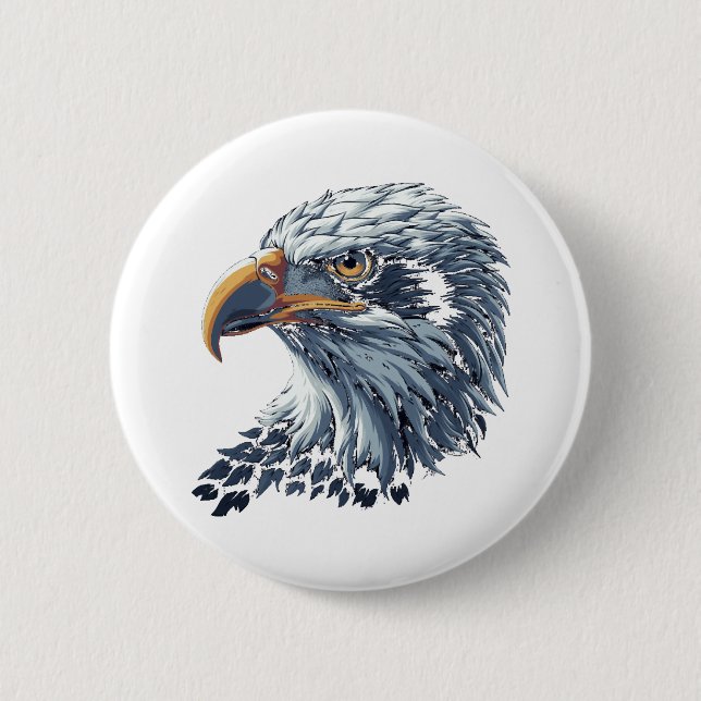 Eagle head, eagle 6 cm round badge (Front)