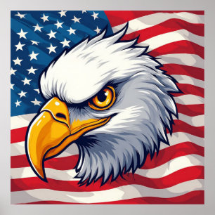 Eagle Head Graphic Tee – USA Pride Apparel Poster