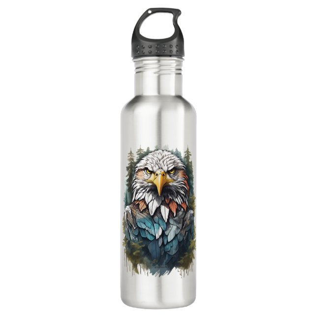 Eagle Head in Forest 710 Ml Water Bottle (Front)