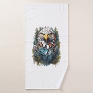 Eagle Head in Forest Bath Towel