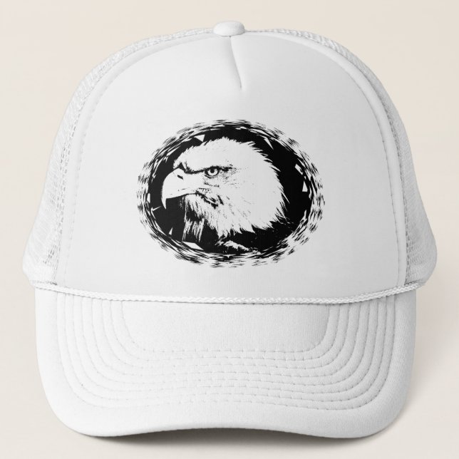 Eagle Head Pop Art Modern Elegant Template Trucker Hat (Front)