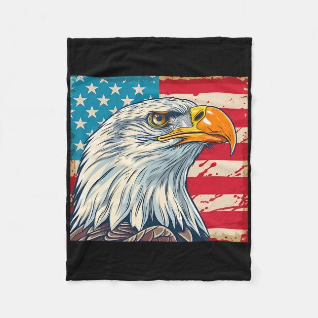 Eagle Head Usa Flag Us Flag  Fleece Blanket (Front)