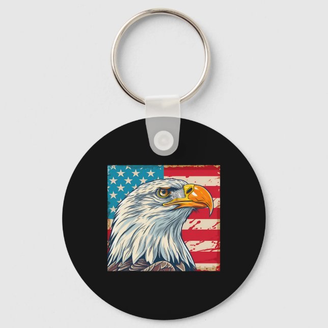 Eagle Head Usa Flag Us Flag  Key Ring (Front)