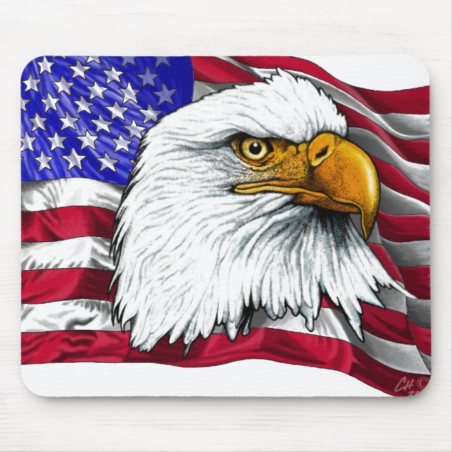 Eagle Head with Flag Mouse Pad (Front)