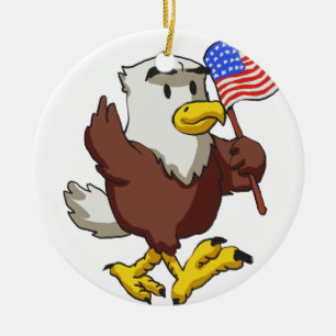 Eagle holding flag at 4th July choose back colou Ceramic Ornament
