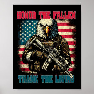 Eagle Honour The Fallen Thank The Living Memorial Poster