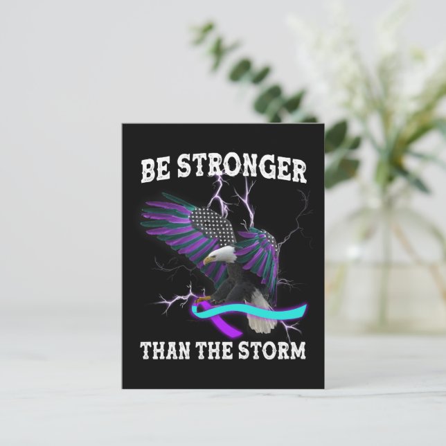 Eagle I Wear Teal And Purple Suicide Prevention T- Postcard (Standing Front)