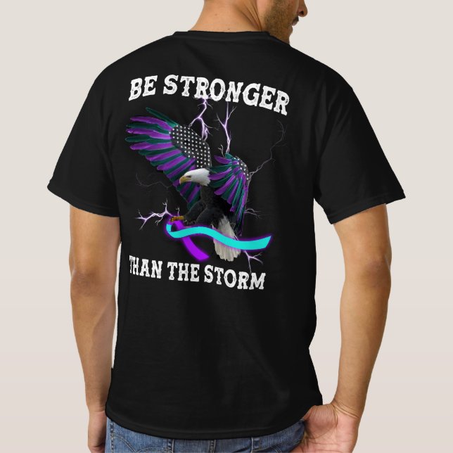 Eagle I Wear Teal And Purple Suicide Prevention T- T-Shirt (Back)