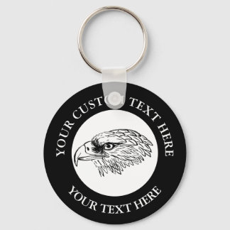 Eagle Icon Logo Custom Text  Key Ring