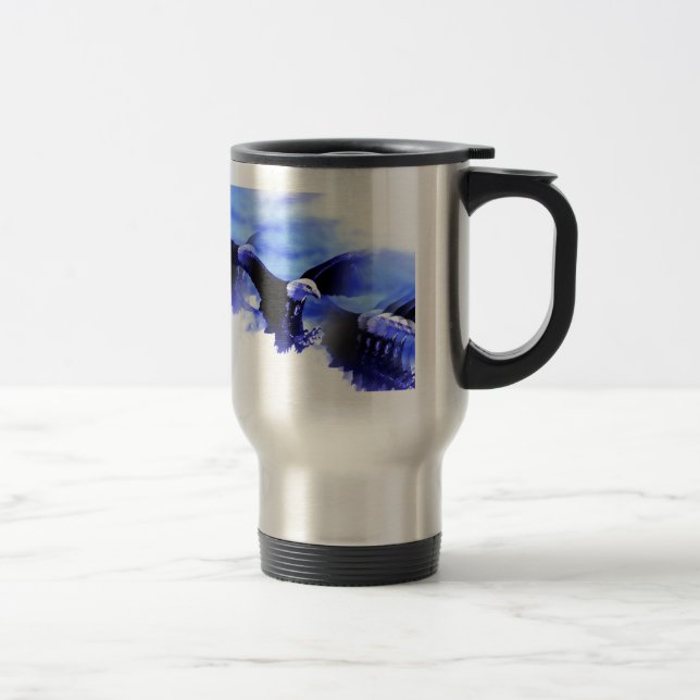 Eagle in Flight Blue Colour Mug (Right)