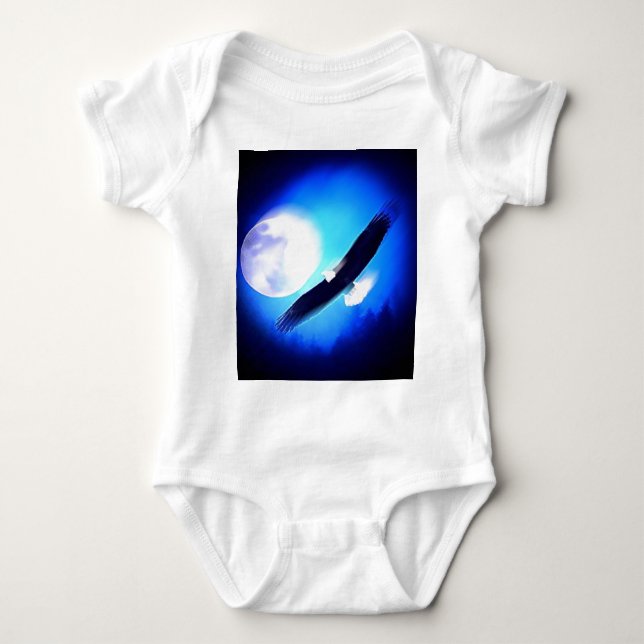 Eagle in Flight & Full Moon Baby Bodysuit (Front)