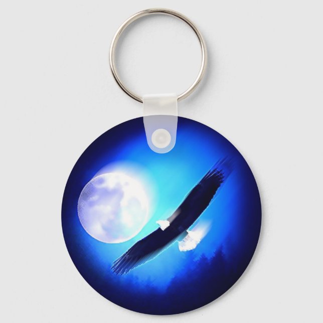 Eagle in Flight & Full Moon Key Ring (Front)