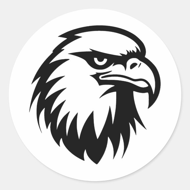  Eagle in Minimalist Black & White Classic Round Sticker (Front)