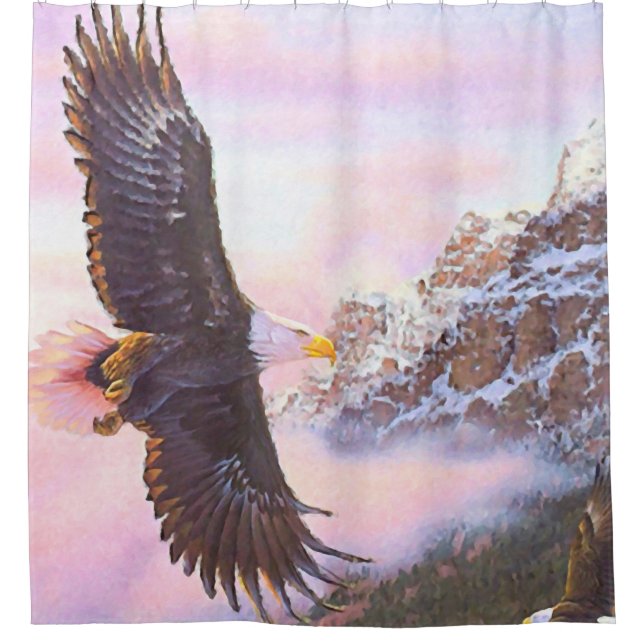 Eagle in Mist (Bird of Prey) Shower Curtain (Front)