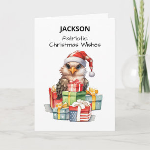Eagle in Santa Hat Patriotic Christmas Gifts Card