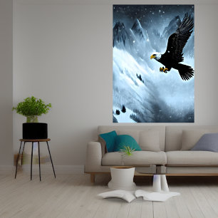 Eagle in the snowy mountain AI Art Poster
