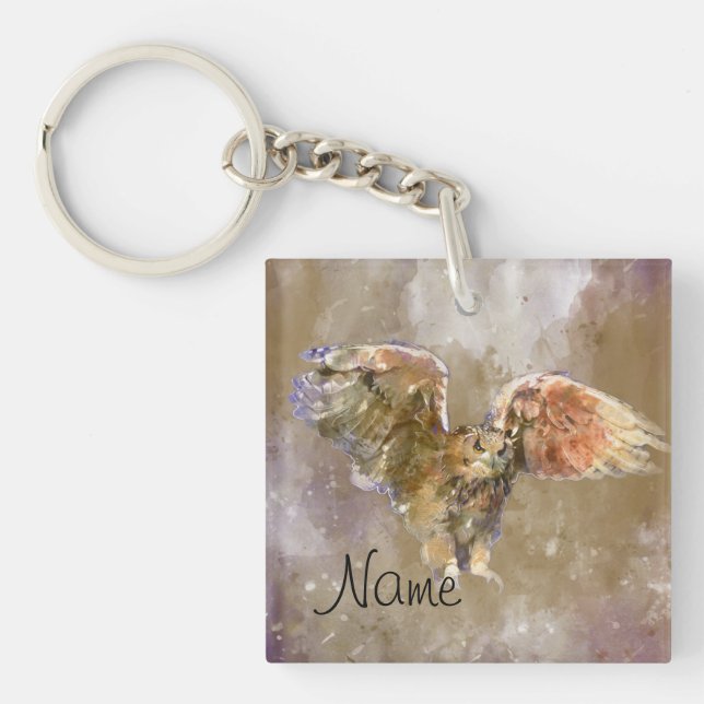 Eagle in watercolor key ring (Front)