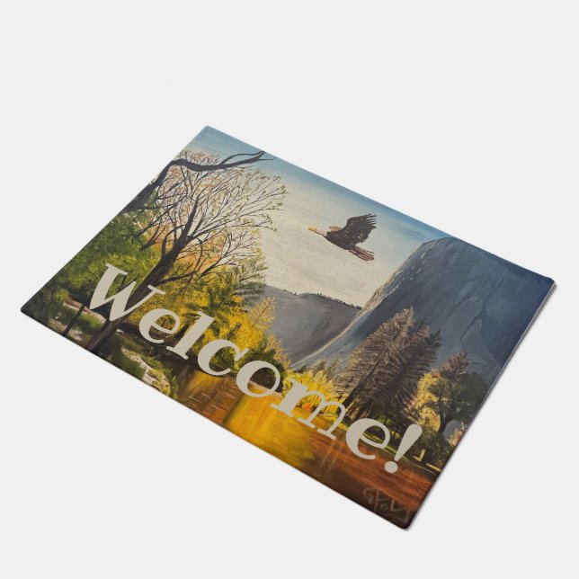 Eagle in Yosemite National Park, by Gary Poling Doormat (Angled)