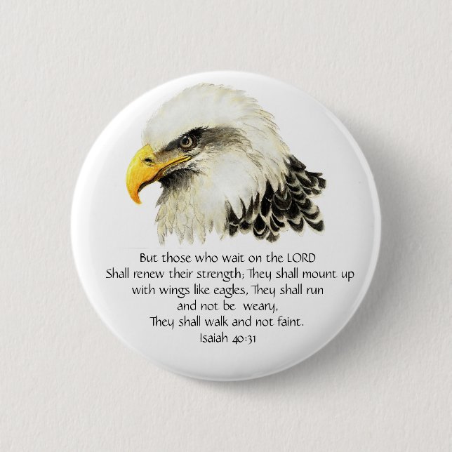 Eagle - Inspirational - Scripture - They that wait 6 Cm Round Badge (Front)