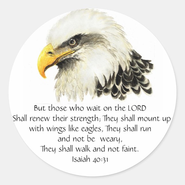 Eagle - Inspirational - Scripture - They that wait Classic Round Sticker (Front)