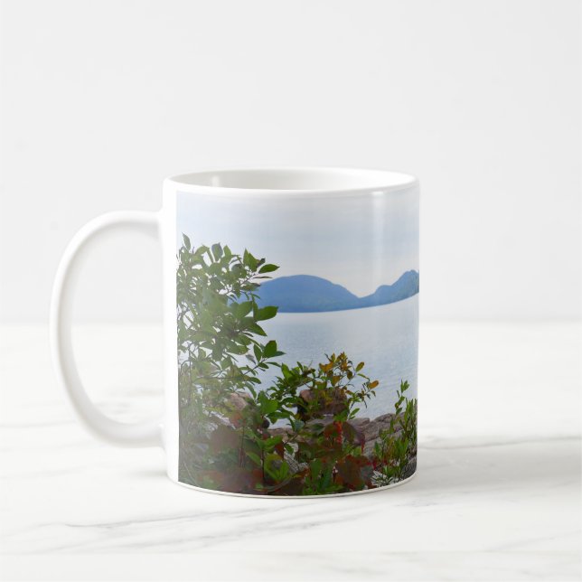 Eagle Lake and Red Maple Leaves I Coffee Mug (Left)